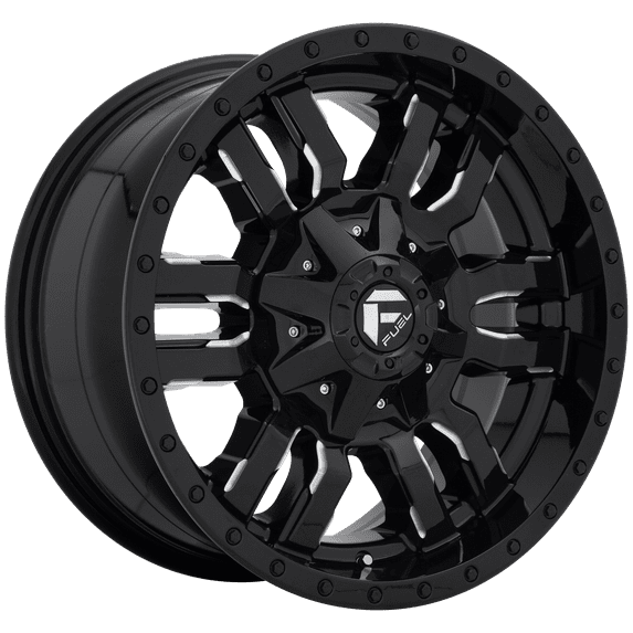 22" Inch 8x6.5 Wheel Rim FUEL 1PC D595 SLEDGE 22x10 -18mm Black Milled