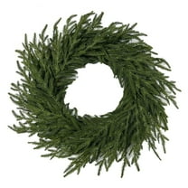 22 Inch Artificial Pine Wreath Faux Green Christmas Wreath Realistic Full Cedar Style Wreath for Front Door Wall Stairs Windows Indoor Outdoor Holiday Decorations