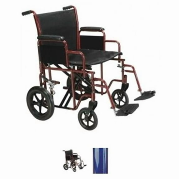 22 Inch Bariatric Steel Transport Chair  Blue  1 per Case