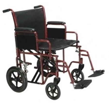 22 Inch Bariatric Steel Transport Chair Red 1 per Case