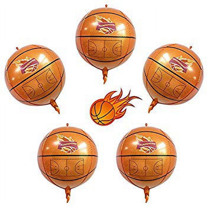 22 Inch Basketball Sphere Balloons 4D Large Football Mylar Foil Balloons 5Pcs Football Aluminum