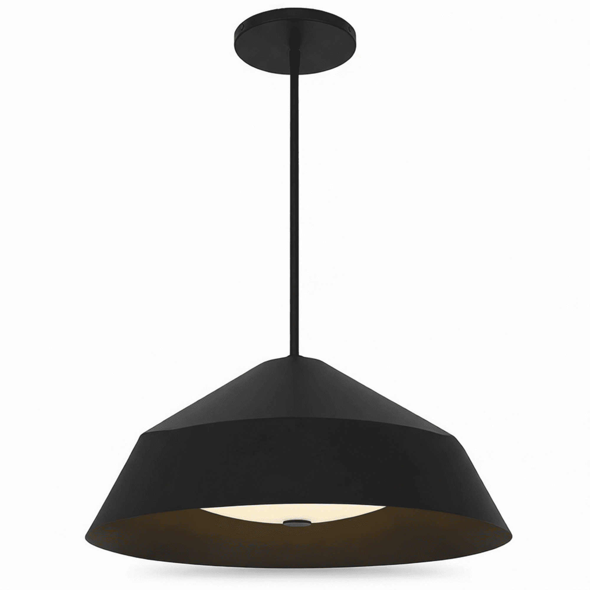 22 Inch Black Industrial Pendant Light, Geometric Cone Shape Hanging ...