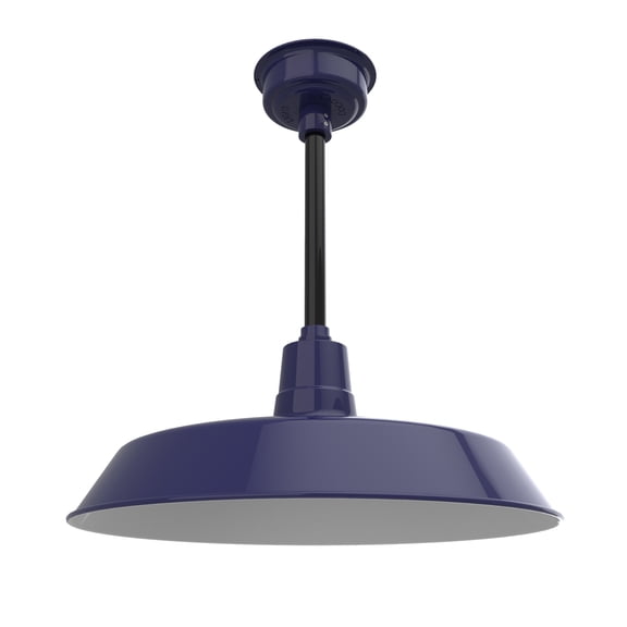22" Inch Blue Vintage Barn Light with a Black Downrod and Standard Base