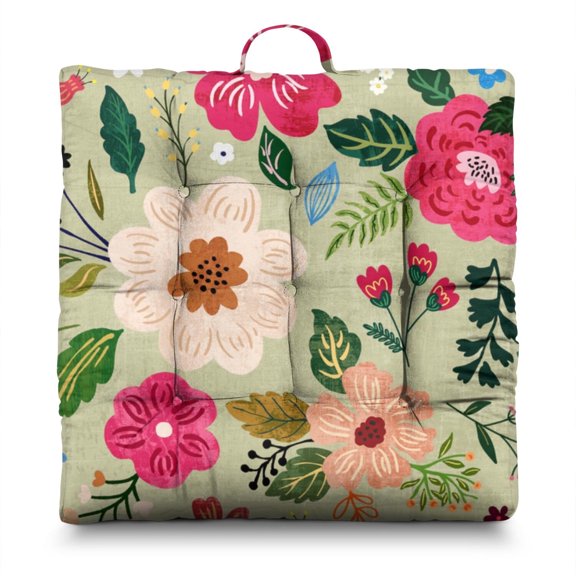 22 Inch Boho Meditation Pillow, Dutch Velvet Square Cushion for Yoga and Reading