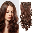 thumbnail image 1 of 22 Inch Clip In Extensions Real Human Hair,Seamless Clip In Hair Extensions Human Hair,Brown, 1 of 4