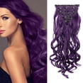 thumbnail image 1 of 22 Inch Clip In Extensions Real Human Hair,Seamless Clip In Hair Extensions Human Hair,Purple, 1 of 4