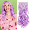 thumbnail image 1 of 22 Inch Clip In Extensions Real Human Hair,Seamless Clip In Hair Extensions Human Hair,Purple, 1 of 4