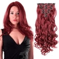 thumbnail image 1 of 22 Inch Clip In Extensions Real Human Hair,Seamless Clip In Hair Extensions Human Hair,Red, 1 of 4