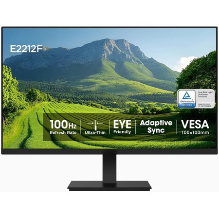 22 Inch Computer 1080P 100Hz PC Gaming Screen VA Panel -Slim Display 3000:1 Contrast Ratio with Adpitive Sync (/VGA/VESA Compatible 100x100mm/Audio Out), Tilt, Black