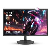 22 Inch Computer Monitor, 1080P FHD Desktop Display, 75Hz IPS PC Gaming Monitor with 99% sRGB, Bluelight Filter, HD-MI & VGA Port, Support VESA Wall Mounting, for Work Office Home