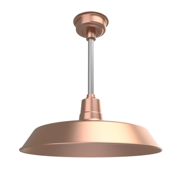 22"Inch Copper Vintage Barn Light with a Silver Downrod and Standard Base