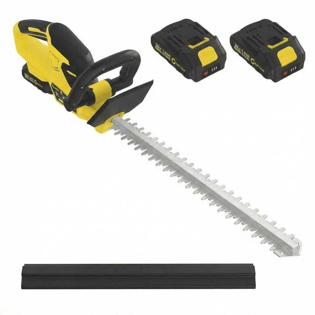 22 Inch Cordless Hedge Trimmer with 2 Batteries & Charger, 3000SPM Electric Shrub Trimmer, Lightweight Handheld Yellow