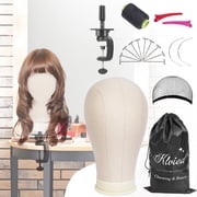 22 Inch Cork Canvas Block Head Mannequin Head for Wigs, Wig Head Stand for Display Styling Wigs Making Kit ，Including Doll Head Storage Bag