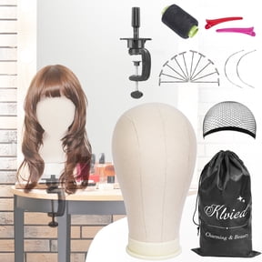 22 Inch Cork Canvas Block Head Mannequin Head for Wigs, Wig Head Stand for Display Styling Wigs Making Kit Including Doll Head Storage Bag