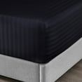 thumbnail image 1 of 22" Inch Deep Pocket Twin-XL Size Fitted Sheet Only - 400 Thread Count - Premium 100% Egyptian Cotton Mattress Cover Sheets & Protectors - Black Stripe., 1 of 7