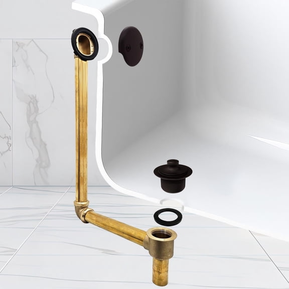 22 Inch Direct Connect Brass Waste and Overflow Drain with Twist Close Trim Oil Rubbed Bronze