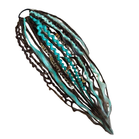 22 Inch Elastic Dreadlock Ponytail Extension, Hand Braided Boho Hair Piece with Beads and Shells, Synthetic Braids for Festival