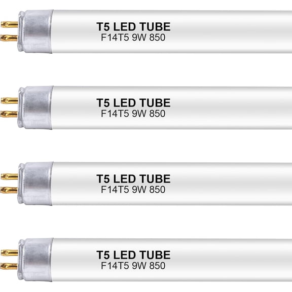 22 Inch F14T5/850 LED Replacement Bulbs, 5000K Daylight White, T5 LED 9 Watts Replace Fluorescent Bulb with LED, Replacement Tube for Counter and Cabinet Fixture, 4 Pack