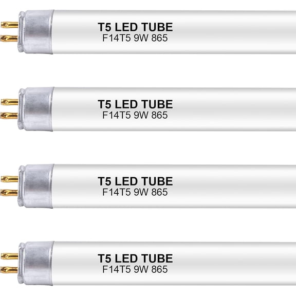 22 Inch F14T5/DL LED Replacement Bulbs, 6500K Daylight, T5 LED 9 Watts Replace Fluorescent Bulb with LED, Replacement Tube for Counter and Cabinet Fixture, 4 Pack