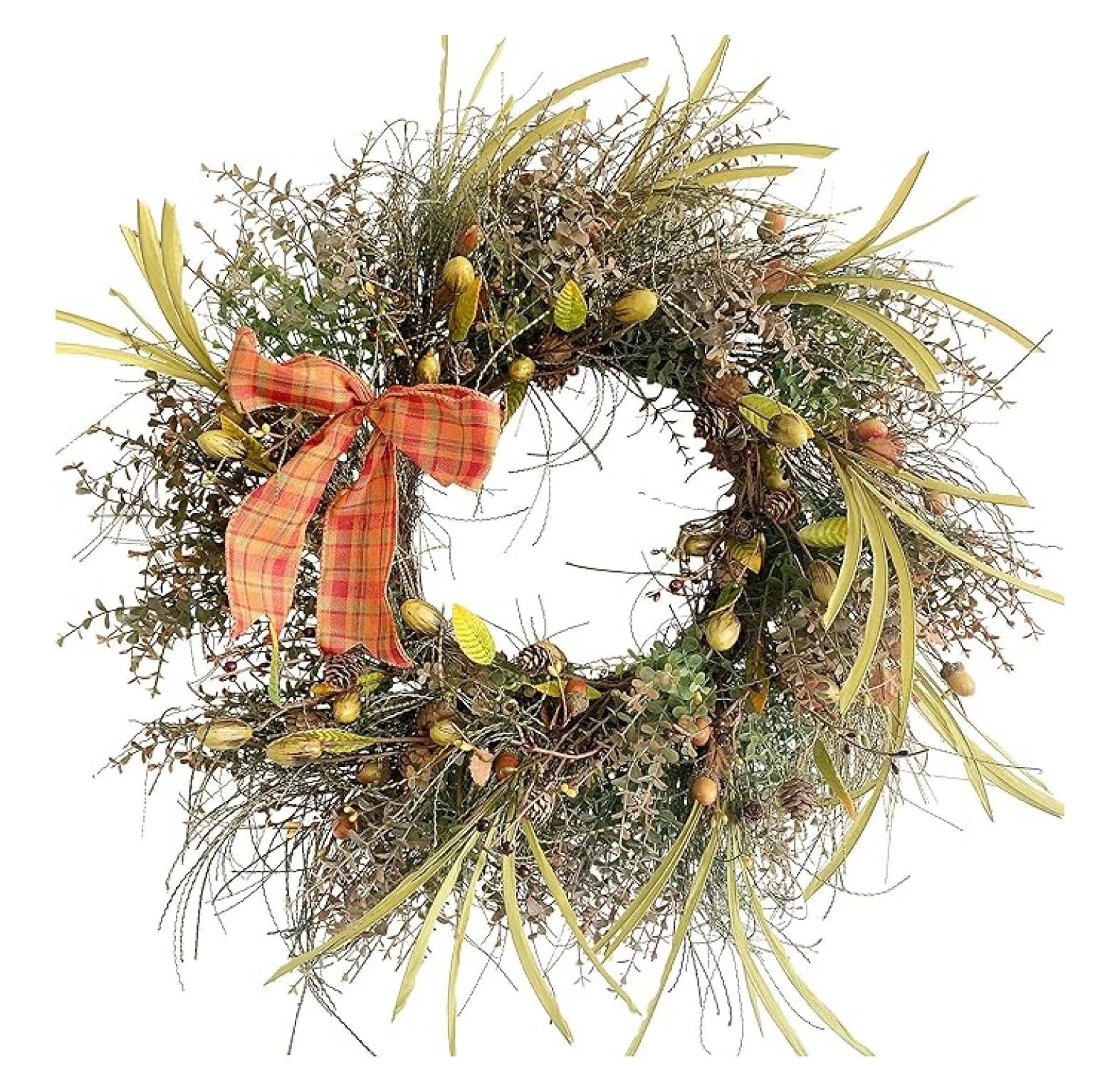22 Inch Fall Front Door Wreath Mixed Berry Bow Ribbon Wreath Large ...