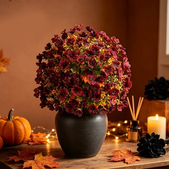 22 Inch Fall Topiary Ball Stake, UV Resistant Waterproof Faux Plant with Detachable Stake for Porch Garden Planter Decor, 1PC,#C