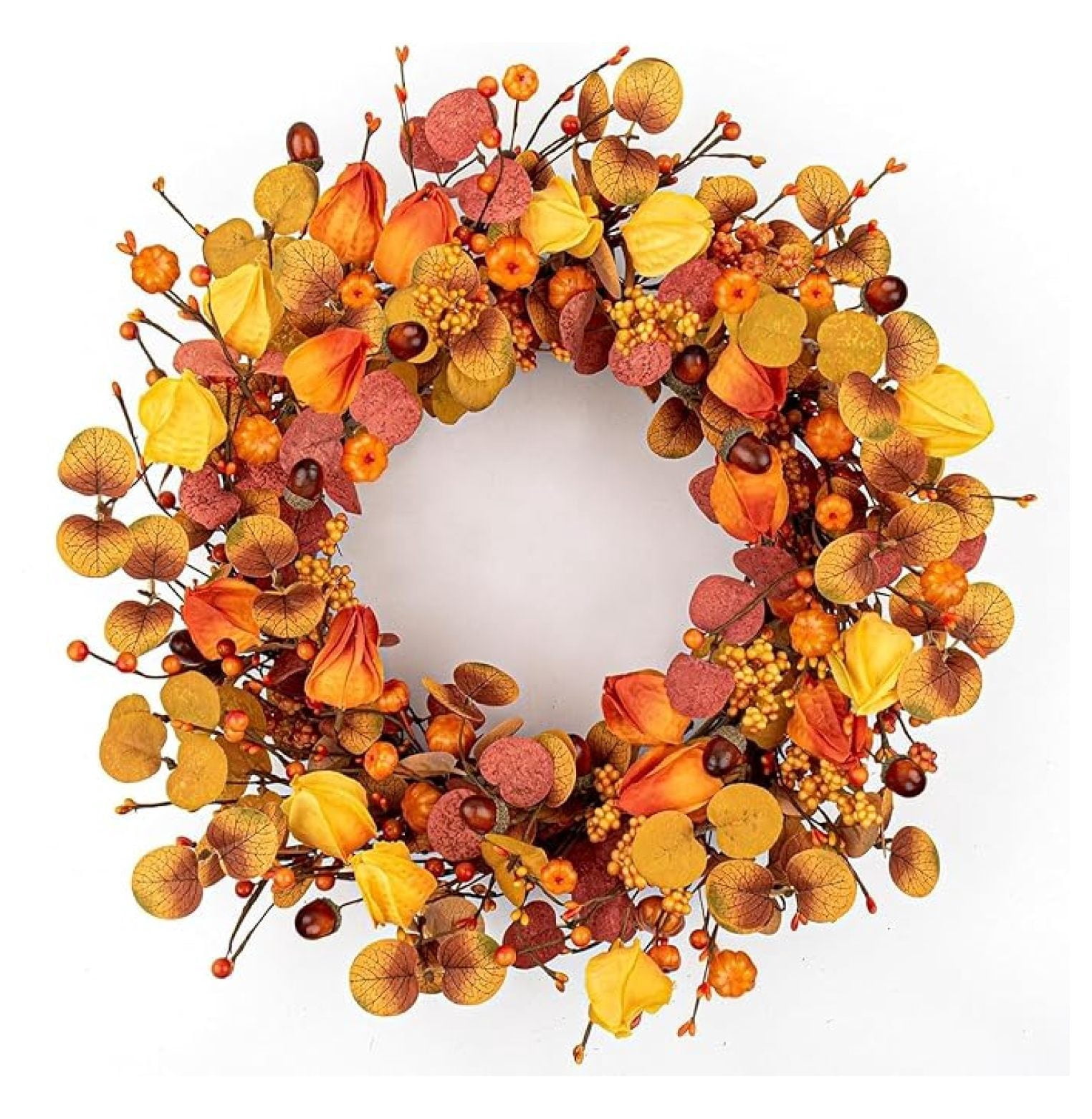 22 Inch Fall Wreath - Rustic Autumn Wreath for Front Door, Farmhouse ...