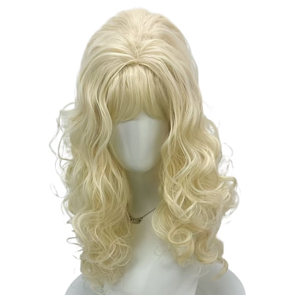 22-Inch Flaxen Blonde Short Curly Hair Wig - High Crown Design for Role Play and Everyday Use