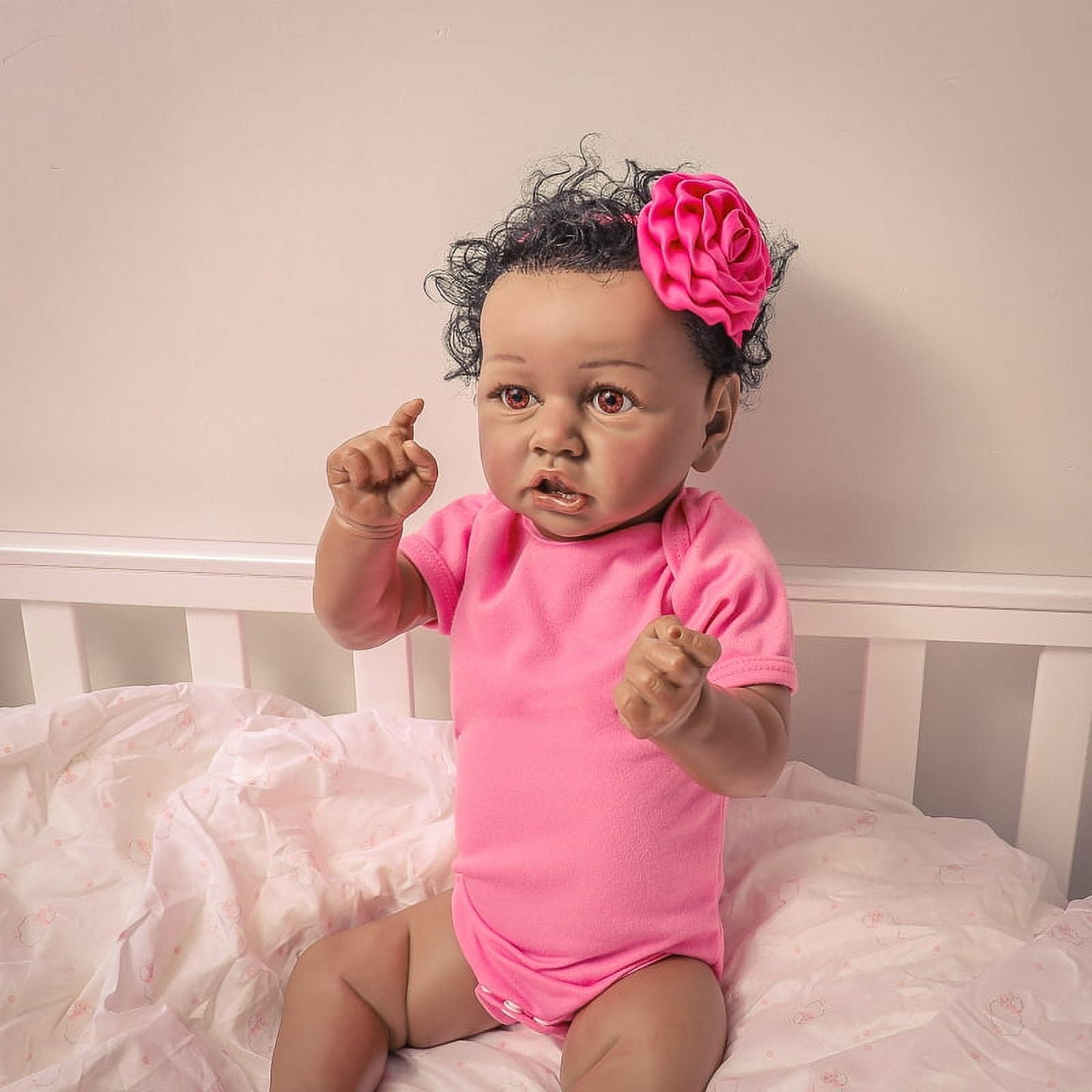 Bebe Reborn Black Skin Full Silicone Reborn Baby Dolls In Pink About 22  Inch Lovely Doll Reborn For Baby Gift Bonecas - Dolls - AliExpress