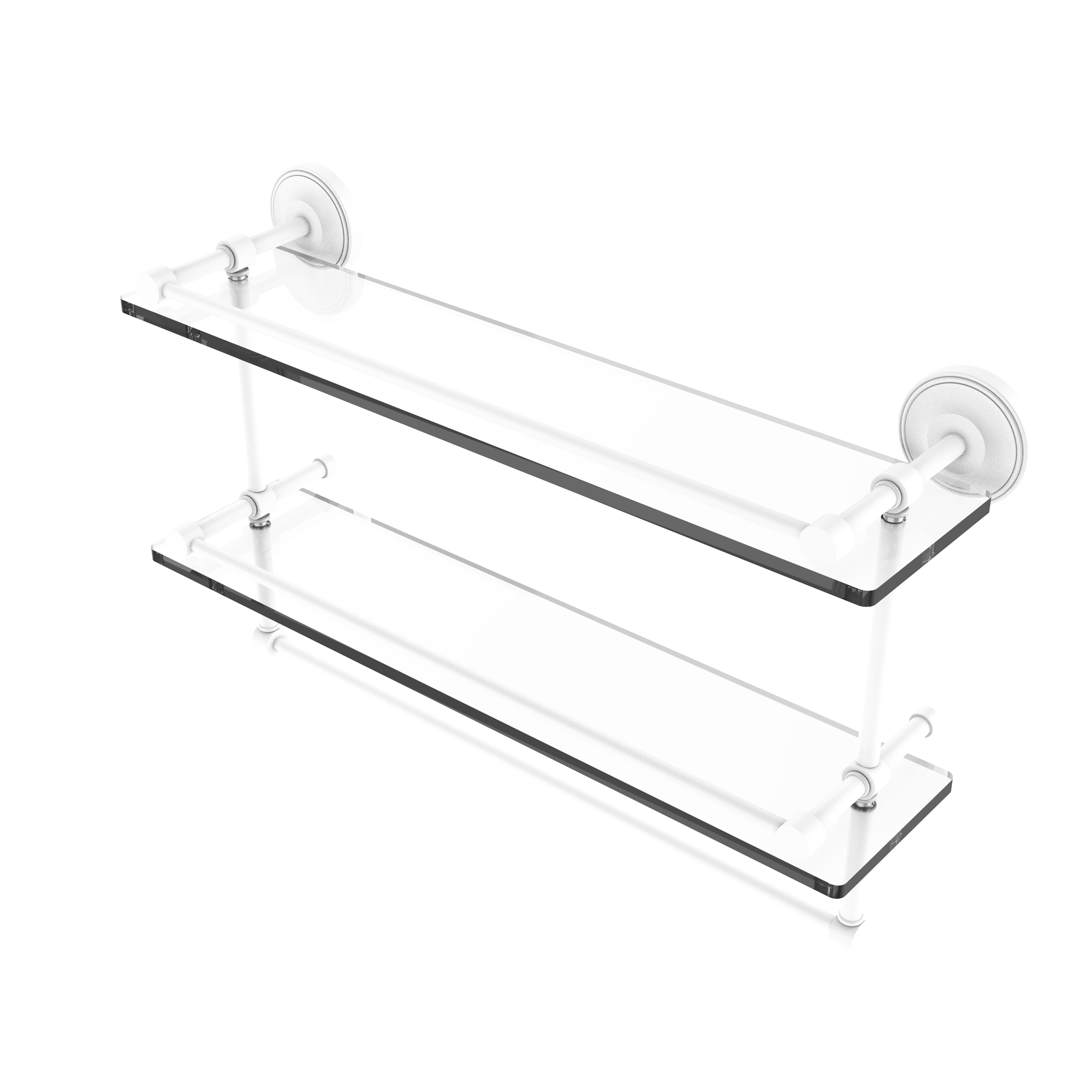 22 Inch Gallery Double Glass Shelf with Towel Bar - image 1 of 7
