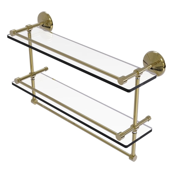 22 Inch Gallery Double Glass Shelf with Towel Bar