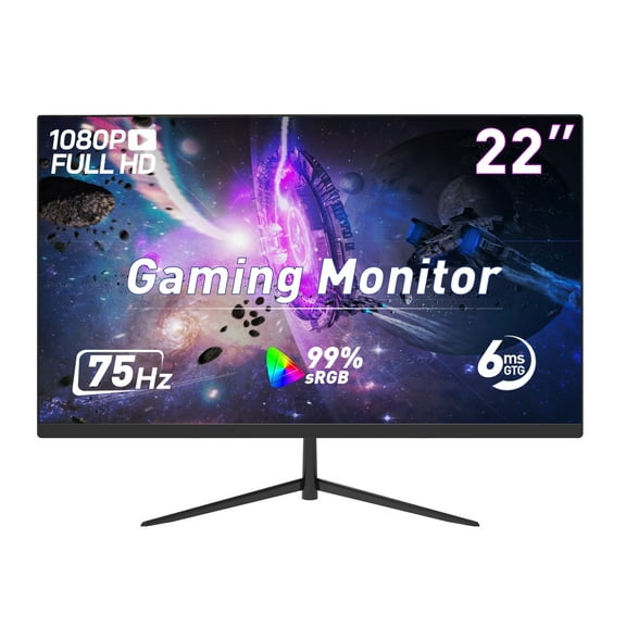 22 Inch Gaming Monitor 75HZ FHD 1080P Computer Display for PC with HDMI VGA Ports
