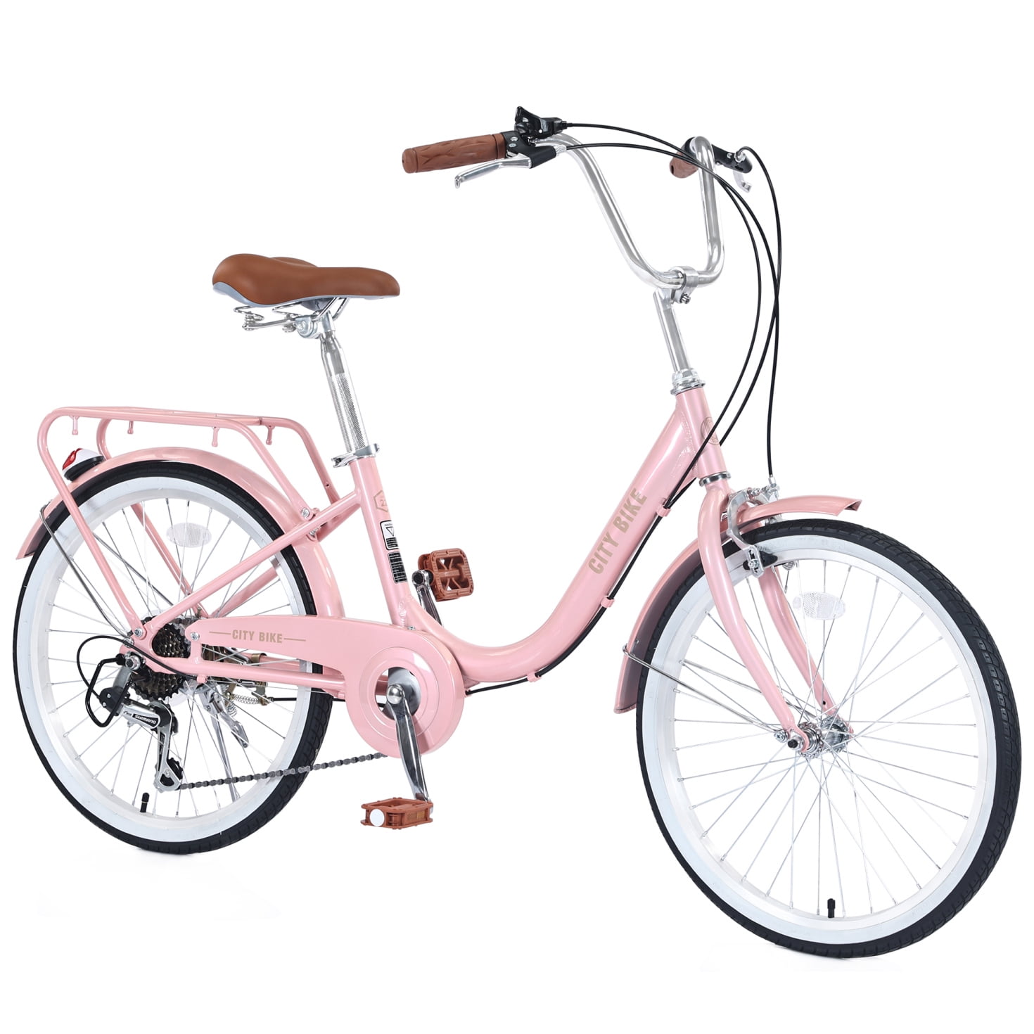 22 Inch Girls Bike 7 Speed Beach Cruiser Aluminium Frame Pink Walmart
