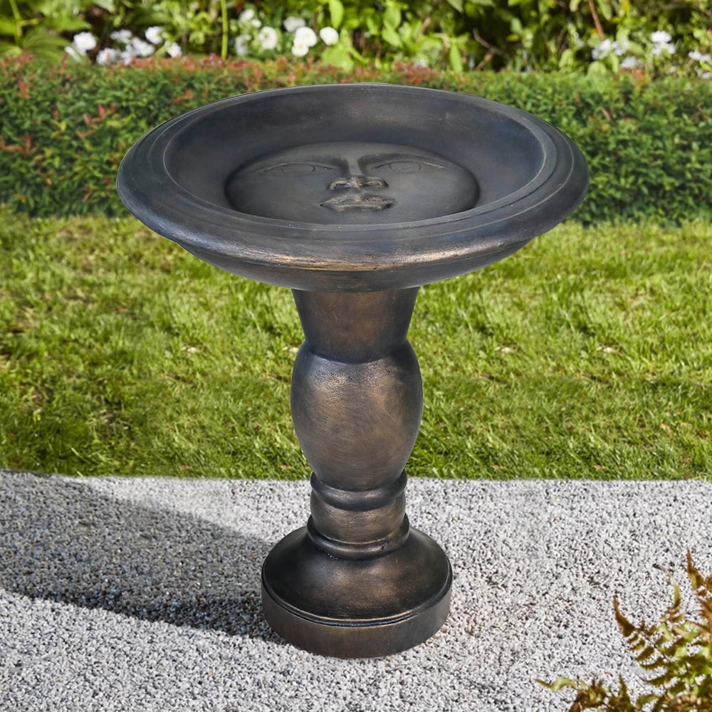 22-Inch Glass Fiber Reinforced Concrete Bird Bath for Garden, Patio Decor