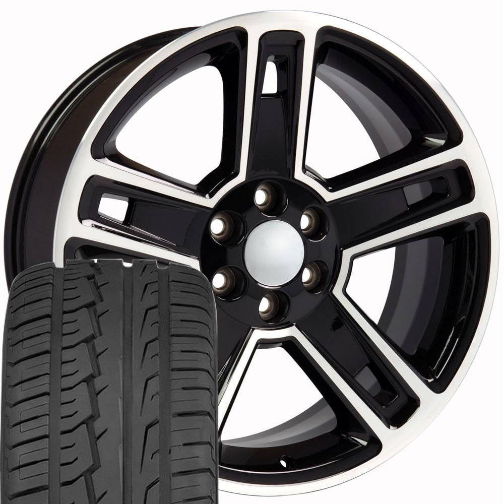 22 Inch Gloss Black Machined 5664 Wheels & 285/45R22 Tires SET Fits ...
