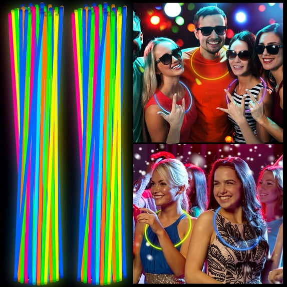 22 Inch Glow Sticks Bulk Glow Necklaces Light up Necklaces with Connectors Party Neon Glow in the Dark Necklace for Birthday Festivals Raves Wedding Favors Party
