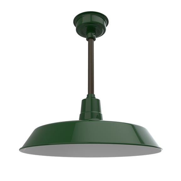 22" Inch Green Vintage Barn Light with a Mahogany Bronze Downrod and Standard Base