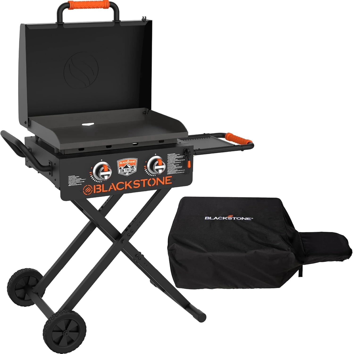 22 Inch Griddle Portable Omnivore Grill with Flexfold Legs, with 22 Inch Griddle Cover for On The Go Flexfold Griddle
