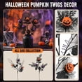 thumbnail image 1 of 22-Inch Halloween Pumpkin Twig Picks - Black Artificial Branches with Orange and Purple Pumpkins, Gothic Vase Filler and Table Floral Arrangement Decor, 1 of 9