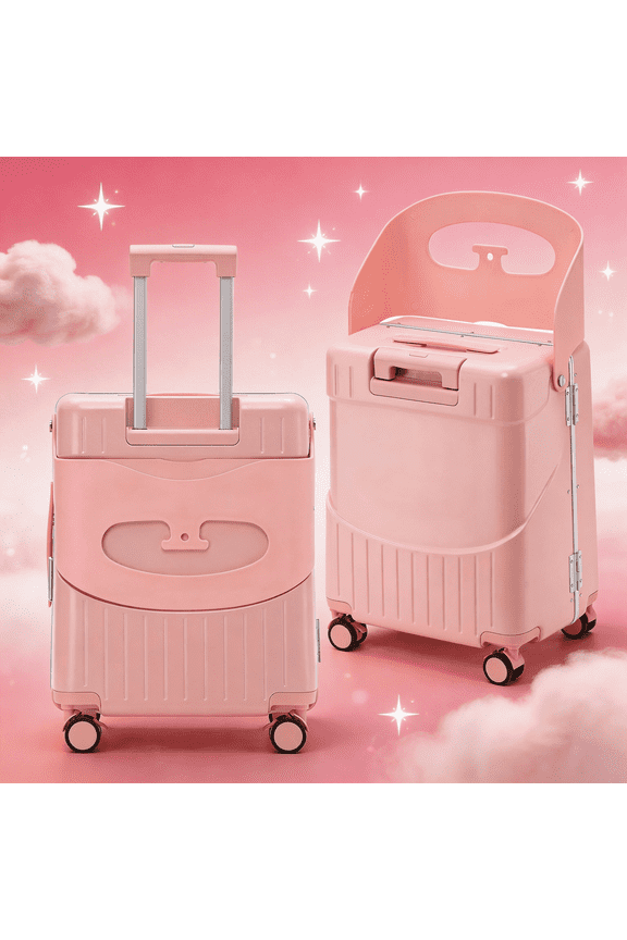 22 Inch Hardside Checked Luggage with Child Seat, 40L Spinner Suitcase with TSA Lock, Aircraft-Grade ABS+PC Shell and Heavy-Duty Wheels for Family Travel