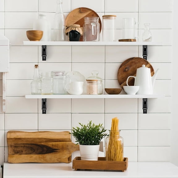 22 Inch Heavy Duty Folding Shelf , 4 Pack (2 Pairs) Collapsible Wall Mounted  for Fold Down Table, Stainless Steel Folding Table Hinge, Matte Black