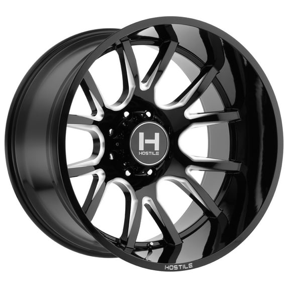 22" Inch Hostile H113 Rage 22x10 6x135 -25mm Black/Milled Wheel Rim