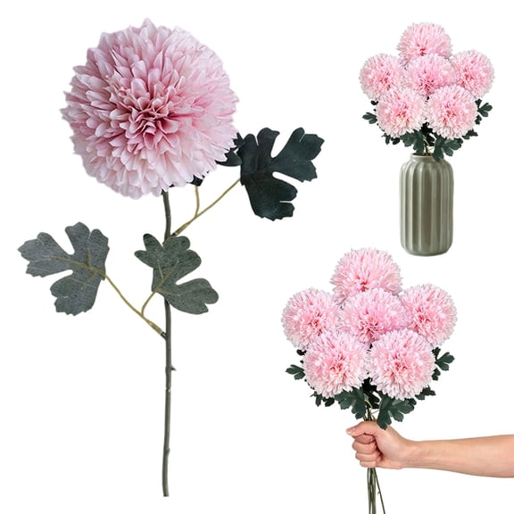 22 Inch Large Artificial Dandelion Flowers - Champagne Hydrangea & Pampas Grass - Long Stem Wedding Table Centerpieces & Home Decor