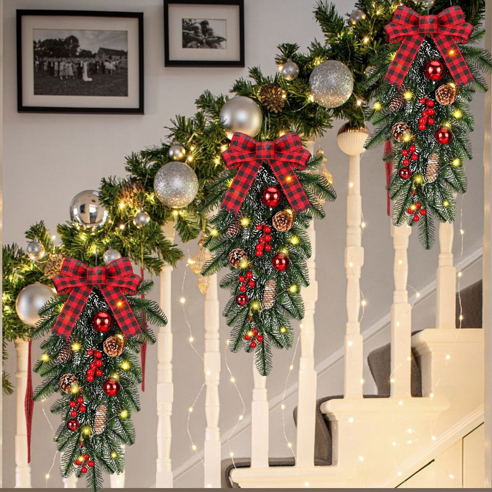 22-Inch Large Christmas Wall Hanging, Upside Down Water Drop Wreath ...