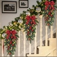 thumbnail image 1 of 22-Inch Large Christmas Wall Hanging, Upside Down Water Drop Wreath with Red Bow, Berry and Flocked Pinecones for Front Door, Mantel, and Holiday Decor, 1 of 9
