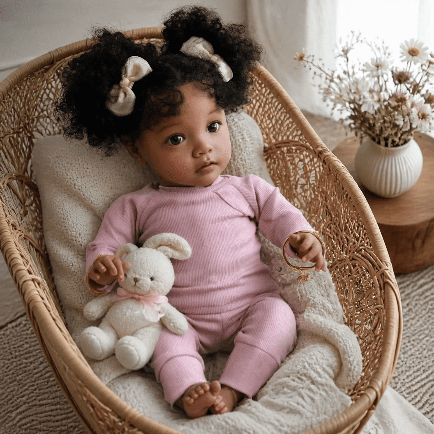 22 Inch Lifelike Reborn Baby Dolls African American Girl Realistic Newborn Baby Doll Handmade Already Cloth Body Bebe Newborn Finished Painted Birthday Gift Christmas Gift
