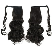 22 Inch Long Curly Wrap Around Ponytail for Women Clip in Ponytail Hair Extensions Synthetic Brown Hair Pony Tails Hairpieces - Dark Brown