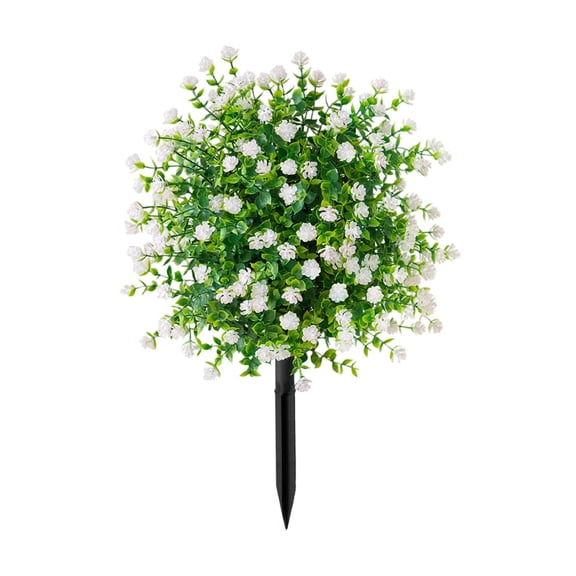 22 Inch Memorial Artificial Flowers with Anti-Theft Plastic Stakes, Multi-Color Fade-Proof Grave Decorations, Artificial Boxwood Topiary Ball Trees with Spike for Outdoor Indoor Garden Patio
