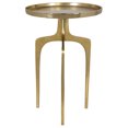 22 Inch Metal Round Accent Table, Three Curved Legs, Gold- Saltoro ...