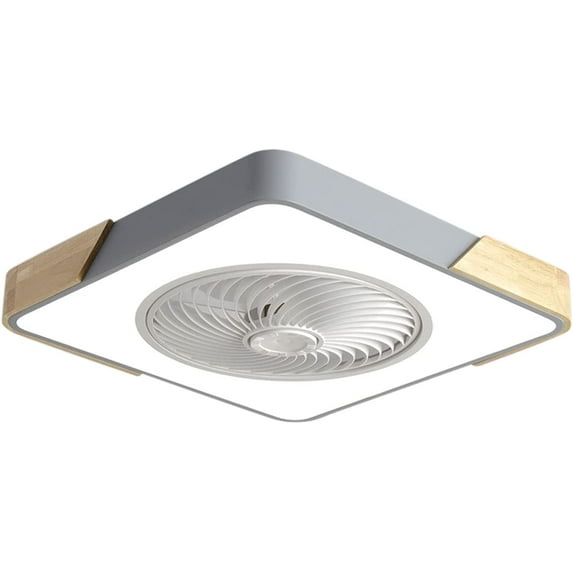 22 Inch Modern Ceiling Fan with Light for Indoor Kitchen Bathroom Bedroom,Remote LED 3 Color Changing Low Profile Flush Mount Quiet Fandelier with 5 ABS Blades (Square- Grey)