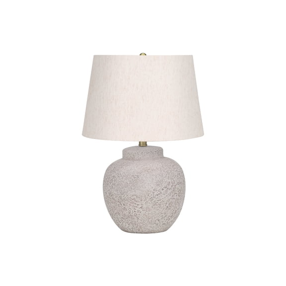 22-Inch Modern Cream Concrete Table Lamp with Ivory/Cream Shade